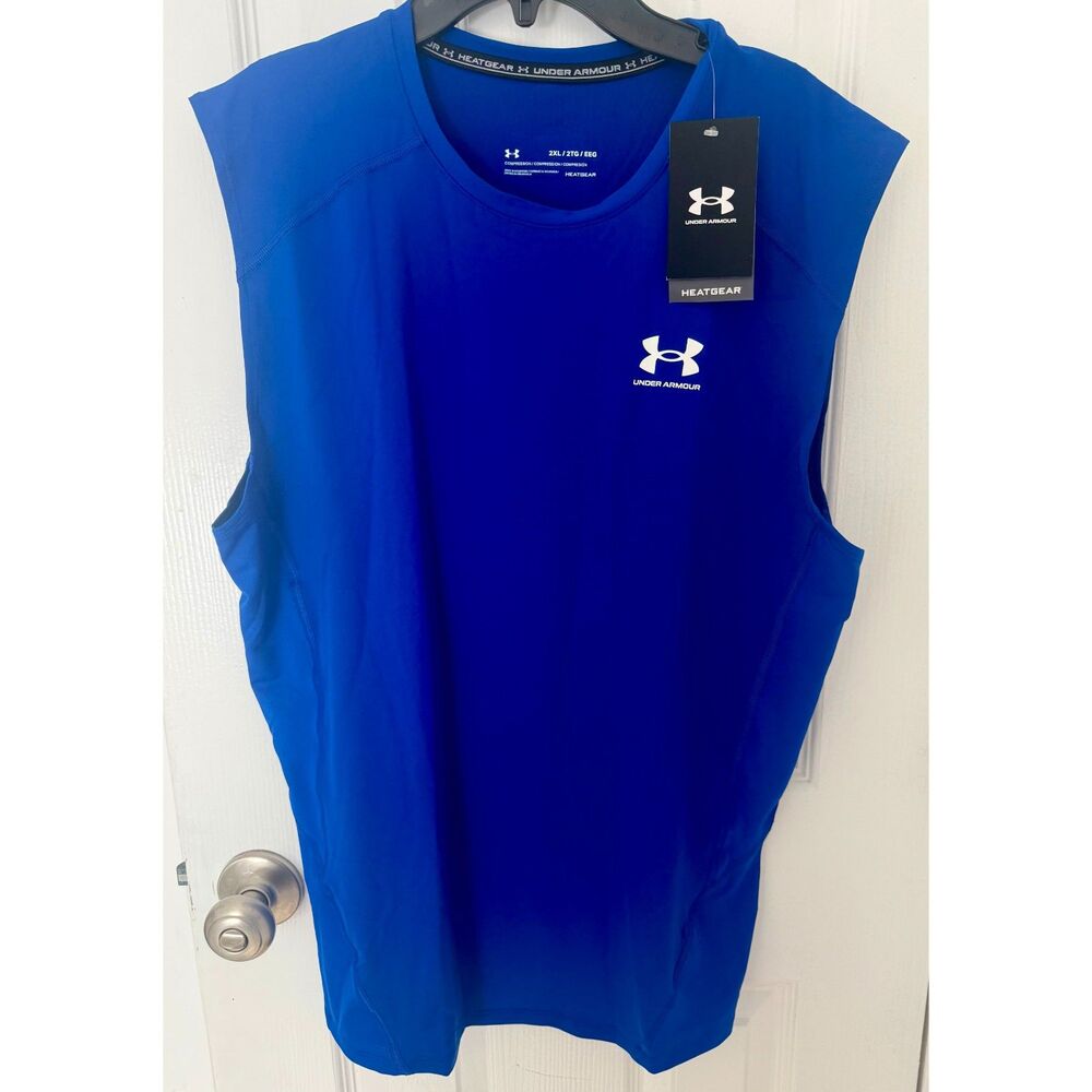 Under Armour Men's HeatGear Compression Sleeveless Shirt Royal Blue XXL NWT